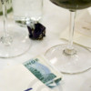 A bill and money on the table in a restaurant
