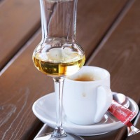 A glass of tsipouro at Wine Art Estate in Macedonia, Greece