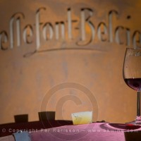 Oak barrel aging and fermentation cellar. Chateau Bellefont Belcier, Saint Emilion, Bordeaux, France