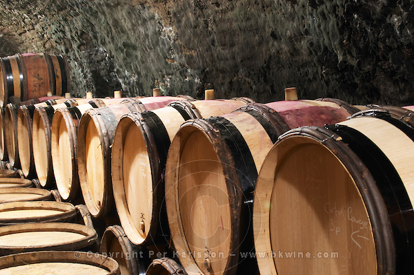 Barrel in the ageing cellar at Clos des Langres, Domaine d'Ardhuy, Nuits-St-Georges, Burgundy