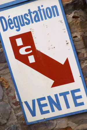 Sign advertising sales of wine in the wine shop