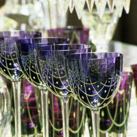Baccarat crystal glasses on a table