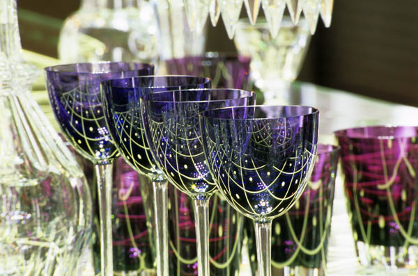 Baccarat crystal glasses on a table