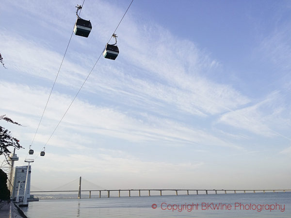 The cableway, the hotel, and the bridge, Lisbon-Oriente