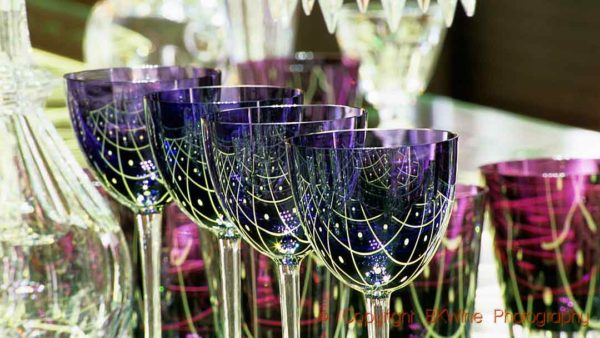 Empty Baccarat crystal glasses in the showroom