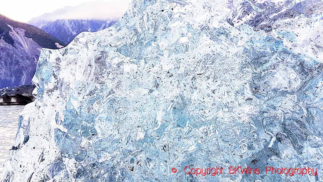 A crystal clear iceberg that recently rolled over in the Tasman Lake, next to Mount Cook, copyright BKWine Photography